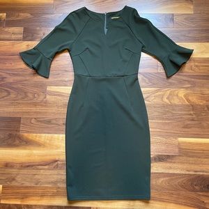 Green ruffle sleeve dress